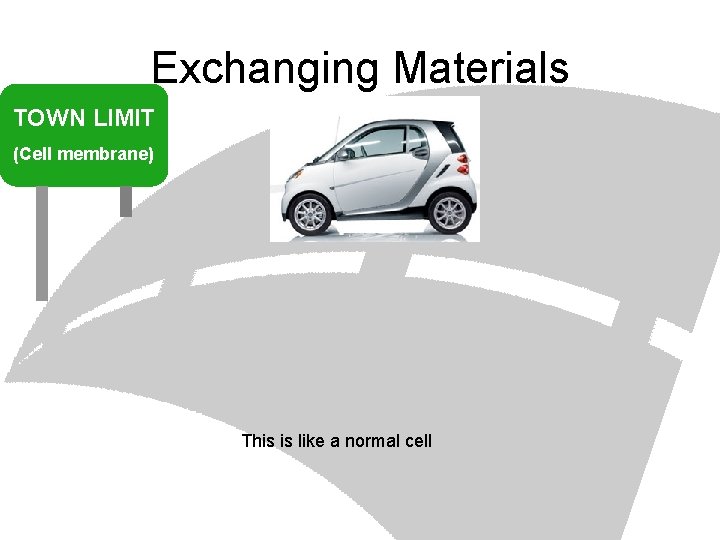 Exchanging Materials TOWN LIMIT (Cell membrane) This is like a normal cell 