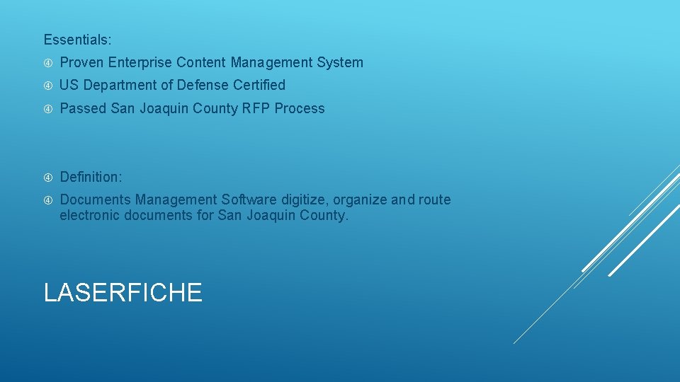 Essentials: Proven Enterprise Content Management System US Department of Defense Certified Passed San Joaquin