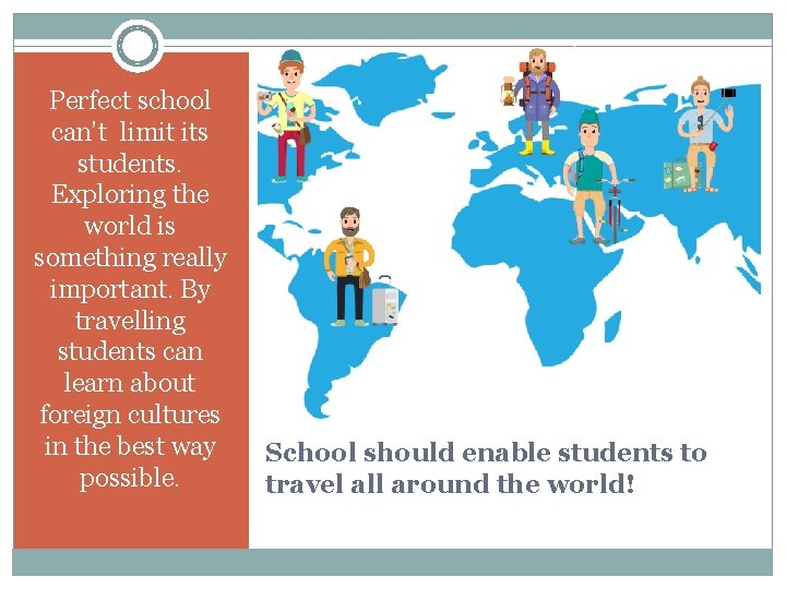 Perfect school can’t limit its students. Exploring the world is something really important. By
