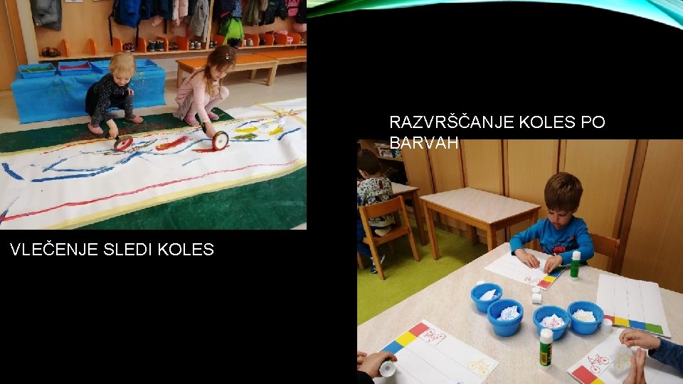 RAZVRŠČANJE KOLES PO BARVAH VLEČENJE SLEDI KOLES 