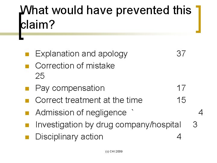 What would have prevented this claim? n n n n Explanation and apology 37