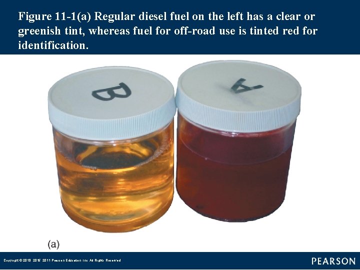 Figure 11 -1(a) Regular diesel fuel on the left has a clear or greenish