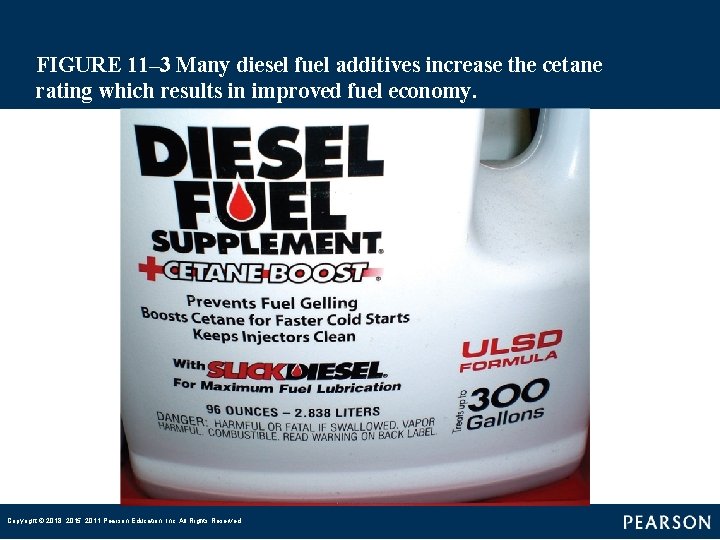 FIGURE 11– 3 Many diesel fuel additives increase the cetane rating which results in