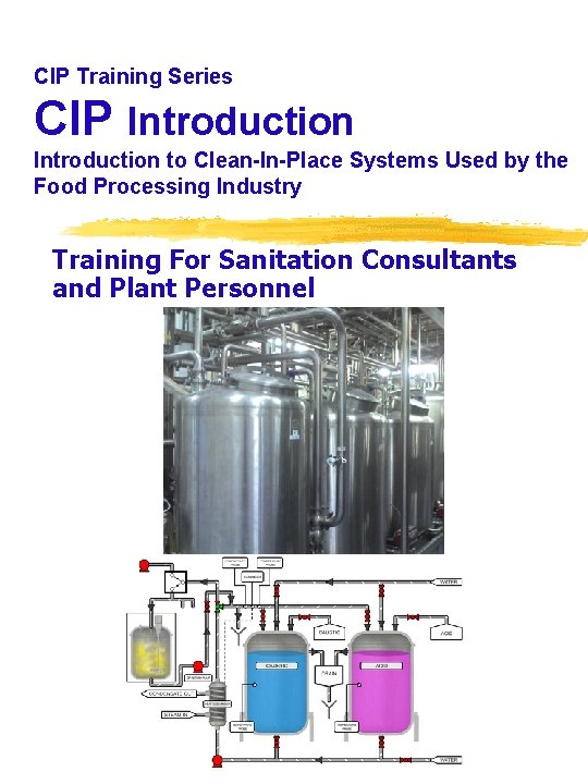 CIP Training Series CIP Introduction to Clean-In-Place Systems Used by the Food Processing Industry