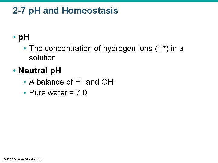 2 -7 p. H and Homeostasis • p. H • The concentration of hydrogen