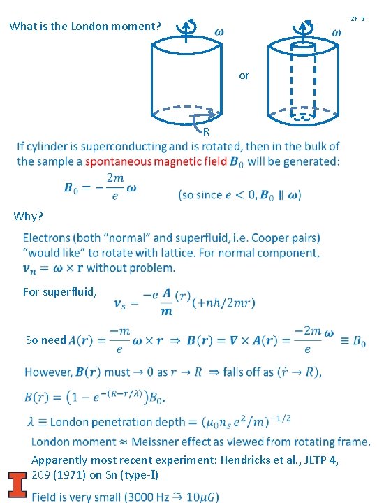 ZF 2 What is the London moment? or R Why? For superfluid, So need