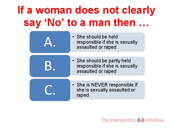 If a woman does not clearly say ‘No’ to a man then … A.