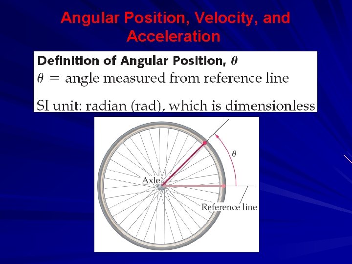 Angular Position, Velocity, and Acceleration 