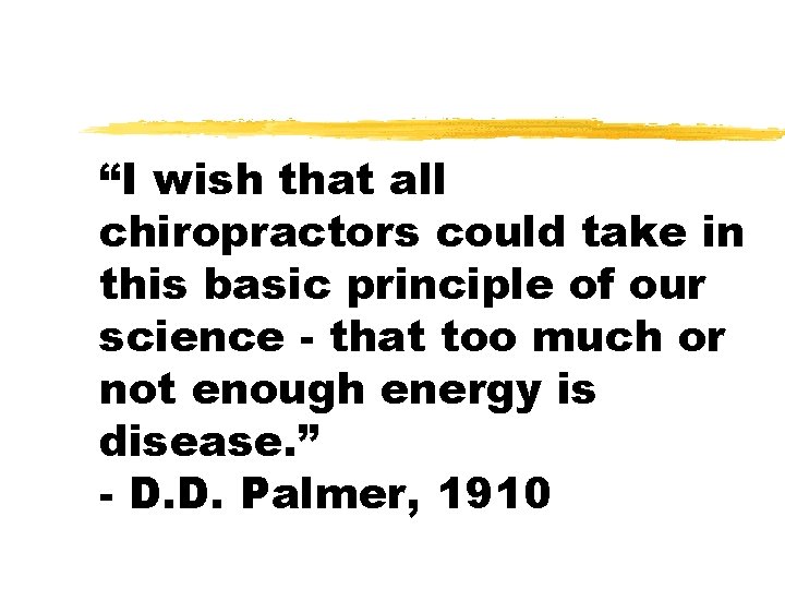 “I wish that all chiropractors could take in this basic principle of our science