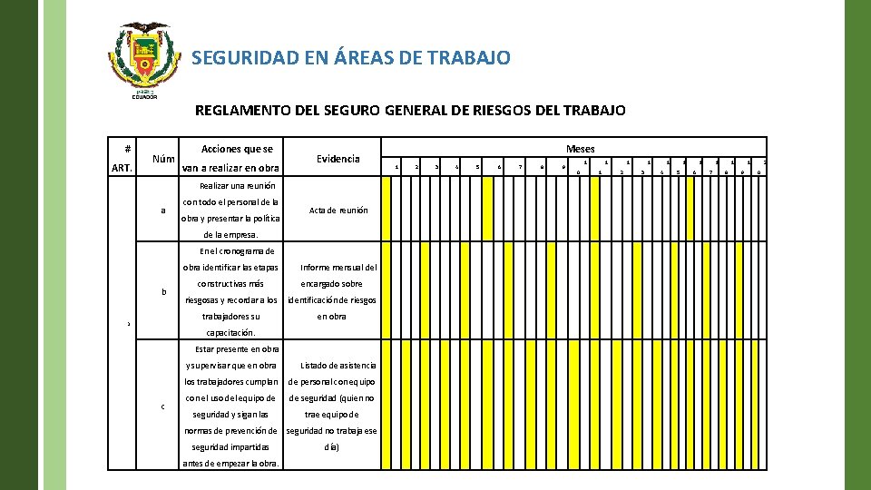 SEGURIDAD EN ÁREAS DE TRABAJO REGLAMENTO DEL SEGURO GENERAL DE RIESGOS DEL TRABAJO #