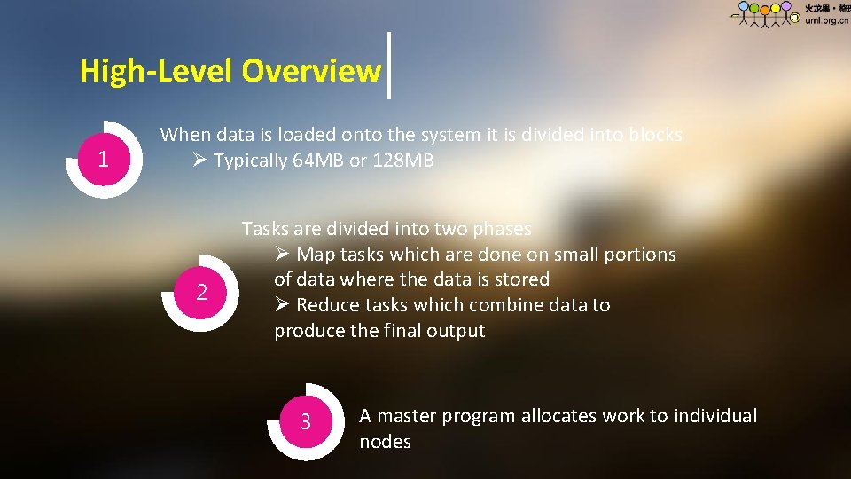 High-Level Overview 1 When data is loaded onto the system it is divided into