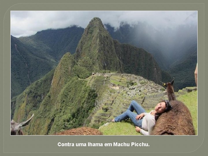 Contra uma lhama em Machu Picchu. 