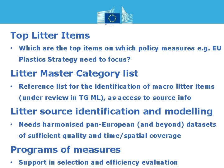 Top Litter Items • Which are the top items on which policy measures e.
