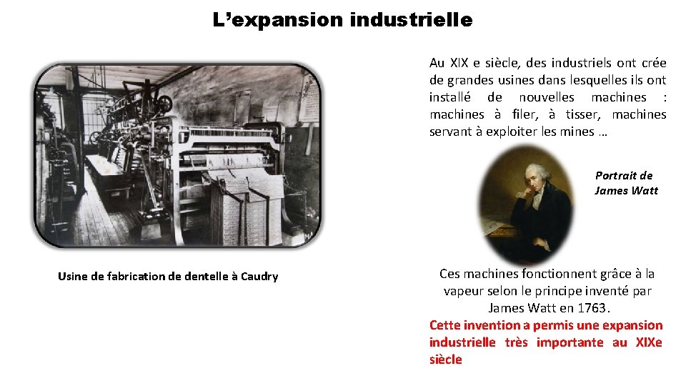 L’expansion industrielle Au XIX e siècle, des industriels ont crée de grandes usines dans