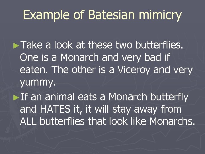 Example of Batesian mimicry ►Take a look at these two butterflies. One is a