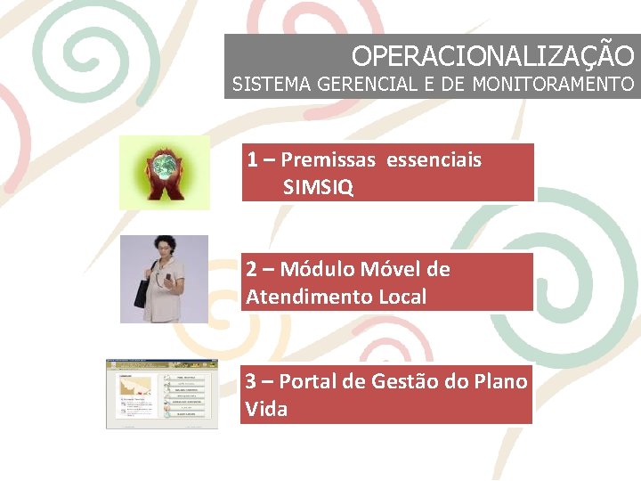 OPERACIONALIZAÇÃO SISTEMA GERENCIAL E DE MONITORAMENTO 1 – Premissas essenciais SIMSIQ 2 – Módulo