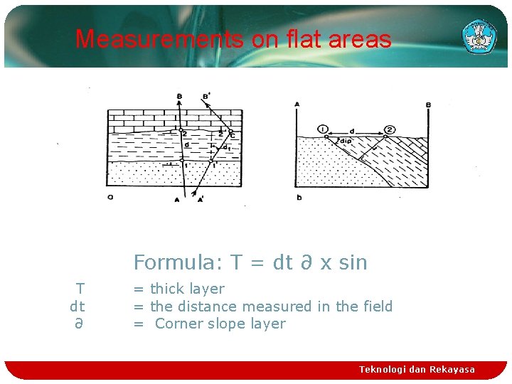 Measurements on flat areas Formula: T = dt ∂ x sin T dt ∂
