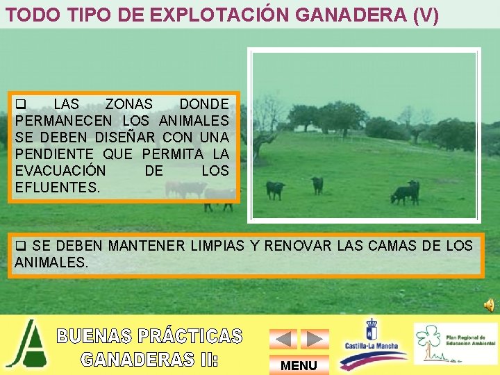 TODO TIPO DE EXPLOTACIÓN GANADERA (V) q LAS ZONAS DONDE PERMANECEN LOS ANIMALES SE