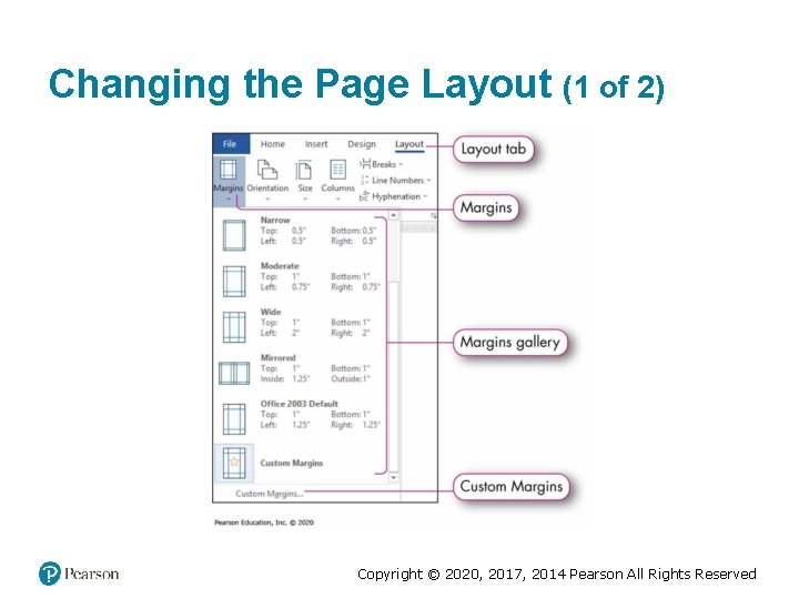 Changing the Page Layout (1 of 2) Copyright © 2020, 2017, 2014 Pearson All Changing the Page Layout (1 of 2) Copyright © 2020, 2017, 2014 Pearson All