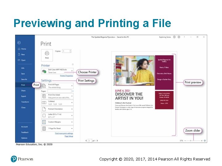 Previewing and Printing a File Copyright © 2020, 2017, 2014 Pearson All Rights Reserved Previewing and Printing a File Copyright © 2020, 2017, 2014 Pearson All Rights Reserved