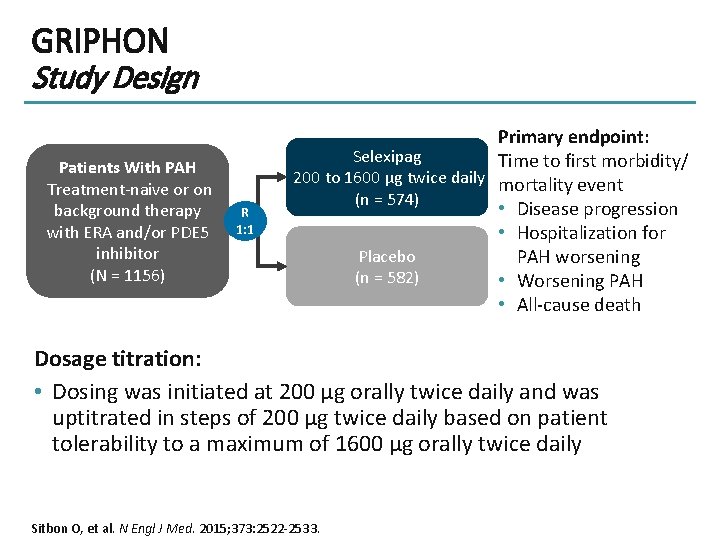 GRIPHON Study Design Patients With PAH Treatment-naive or on background therapy with ERA and/or