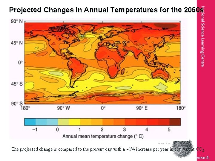 Projected Changes in Annual Temperatures for the 2050 s The projected change is compared