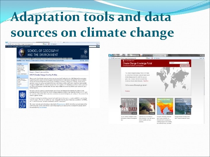 Adaptation tools and data sources on climate change 