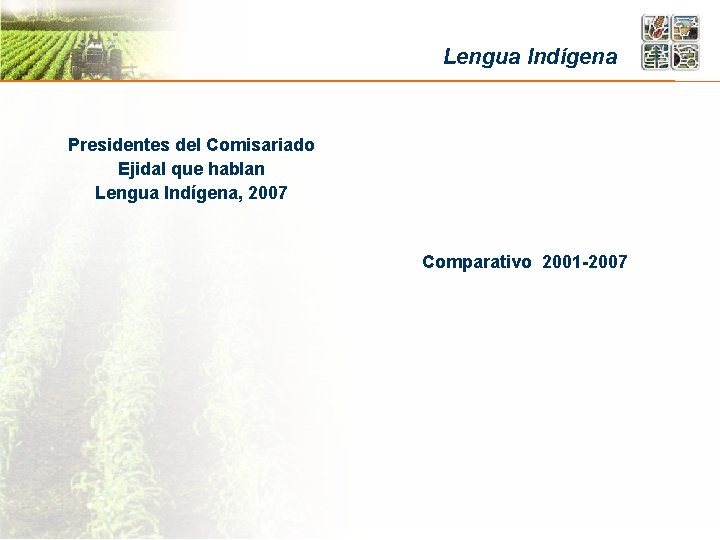 Lengua Indígena Presidentes del Comisariado Ejidal que hablan Lengua Indígena, 2007 Comparativo 2001 -2007