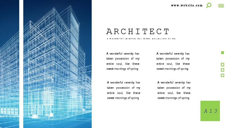 www. website. com ARCHITECT a w o n d e r f u l