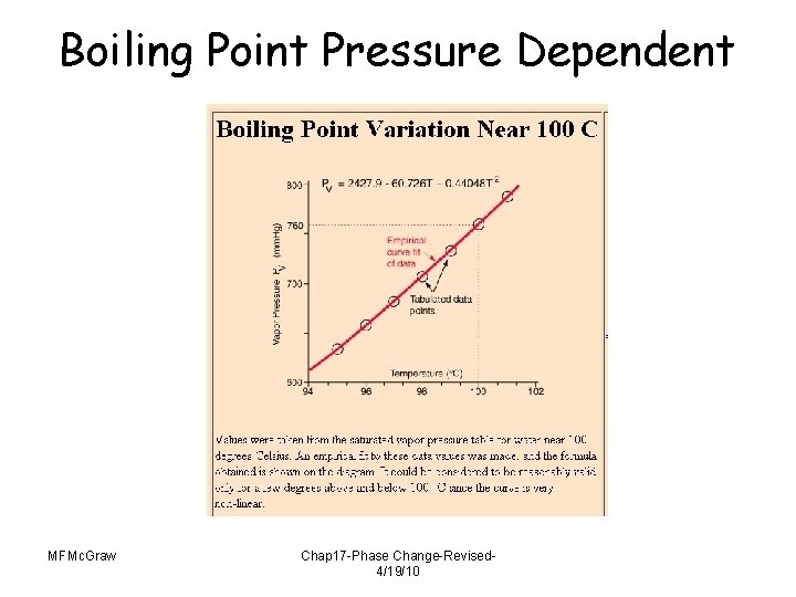 Boiling Point Pressure Dependent MFMc. Graw Chap 17 -Phase Change-Revised 4/19/10 