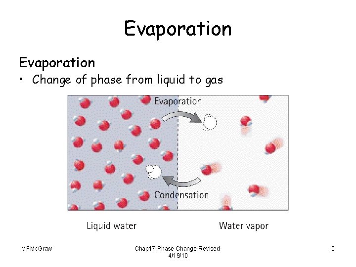 Evaporation • Change of phase from liquid to gas MFMc. Graw Chap 17 -Phase