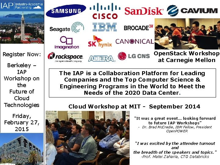 Register Now: Berkeley – IAP Workshop on the Future of Cloud Technologies Friday, February