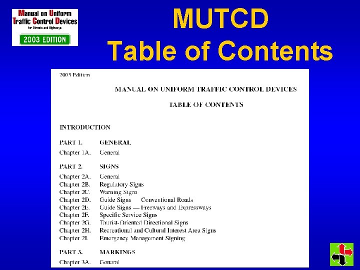 MUTCD Table of Contents 