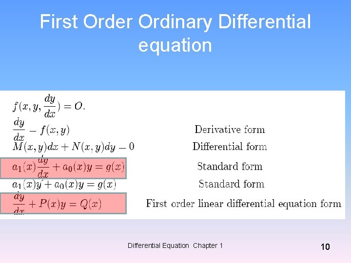 First Order Ordinary Differential equation Differential Equation Chapter 1 10 