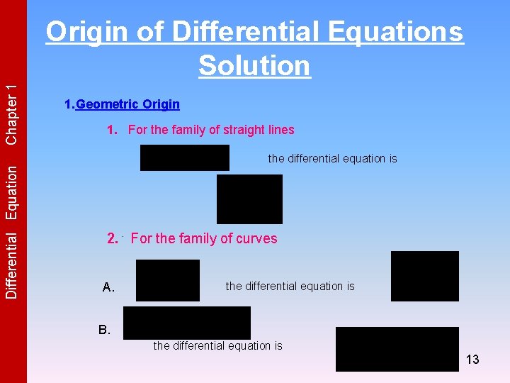 Differential Equation Chapter 1 Origin of Differential Equations Solution 1. Geometric Origin 1. For