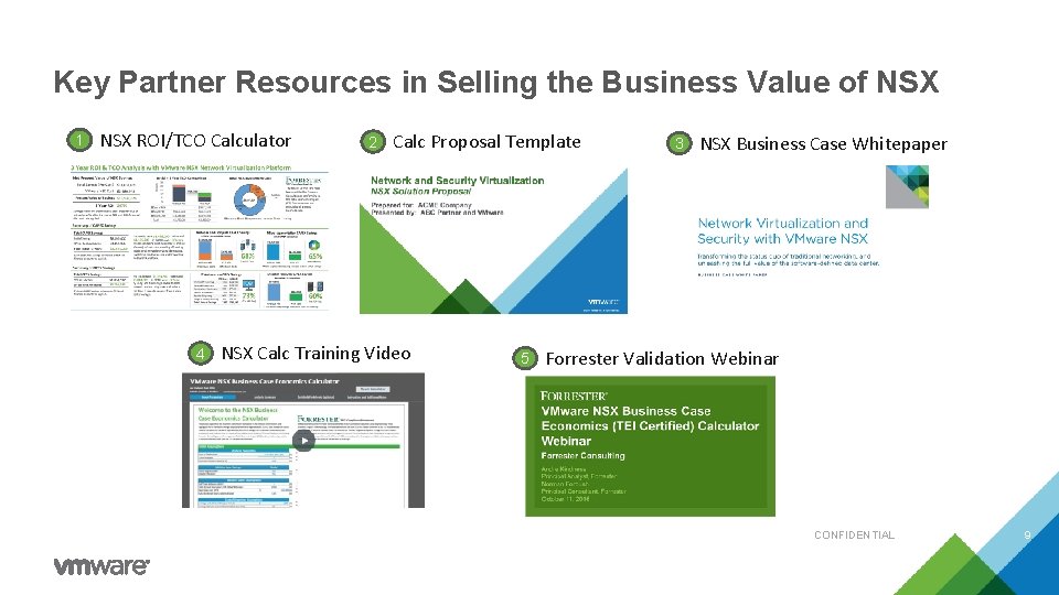 Key Partner Resources in Selling the Business Value of NSX 1 NSX ROI/TCO Calculator Key Partner Resources in Selling the Business Value of NSX 1 NSX ROI/TCO Calculator