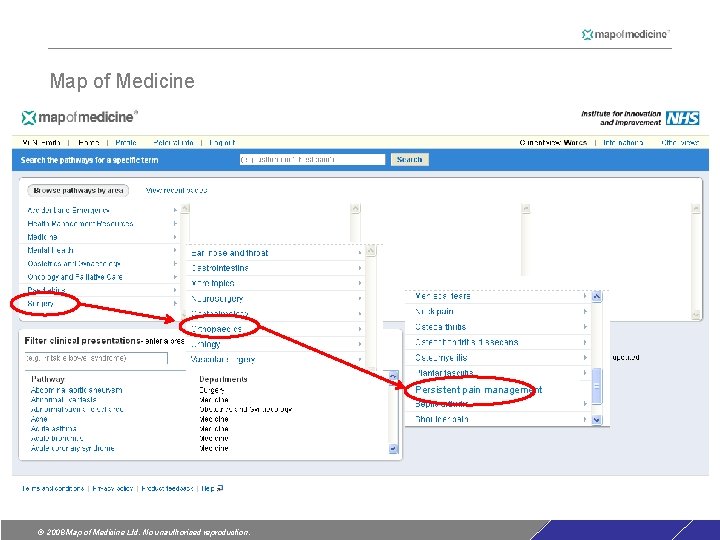 Map of Medicine Persistent pain management © 2008 Map of Medicine Ltd. No unauthorised Map of Medicine Persistent pain management © 2008 Map of Medicine Ltd. No unauthorised