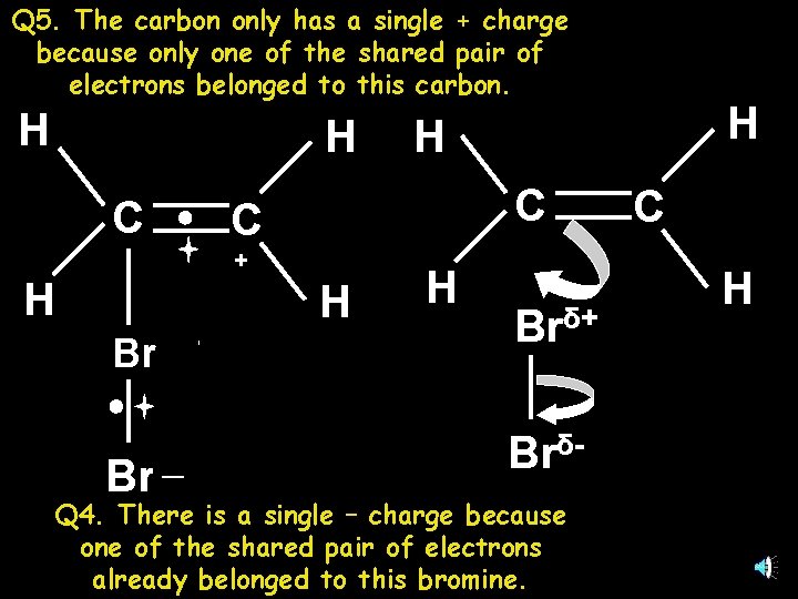 Q 5. The carbon only has a single + charge because only one of