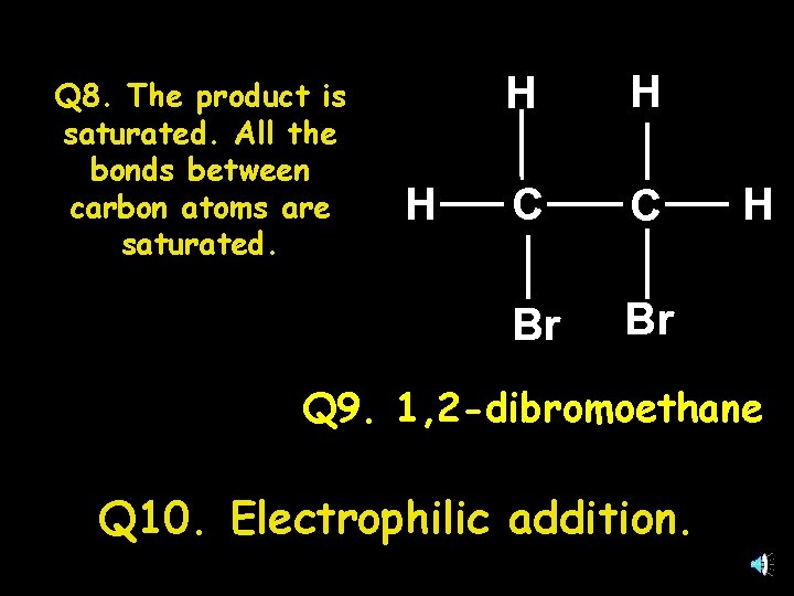 Q 8. The product is saturated. All the bonds between carbon atoms are saturated.