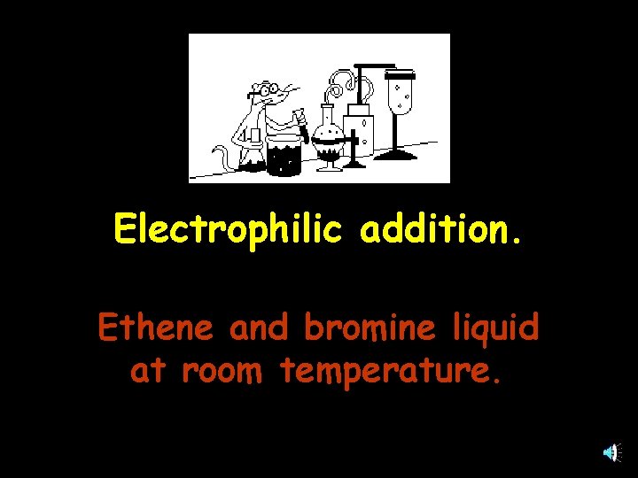 Electrophilic addition. Ethene and bromine liquid at room temperature. 