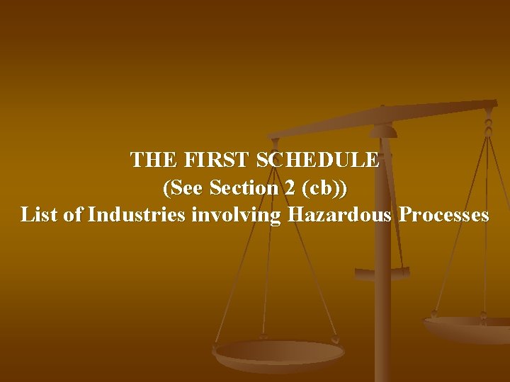 THE FIRST SCHEDULE (See Section 2 (cb)) List of Industries involving Hazardous Processes 