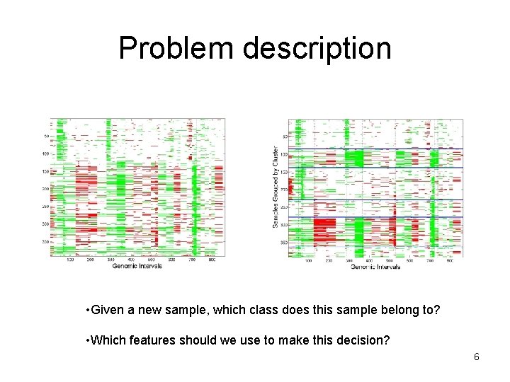 Problem description • Given a new sample, which class does this sample belong to? Problem description • Given a new sample, which class does this sample belong to?
