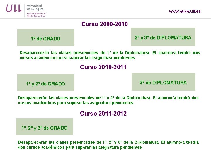 www. euce. ull. es Curso 2009 -2010 2º y 3º de DIPLOMATURA 1º de