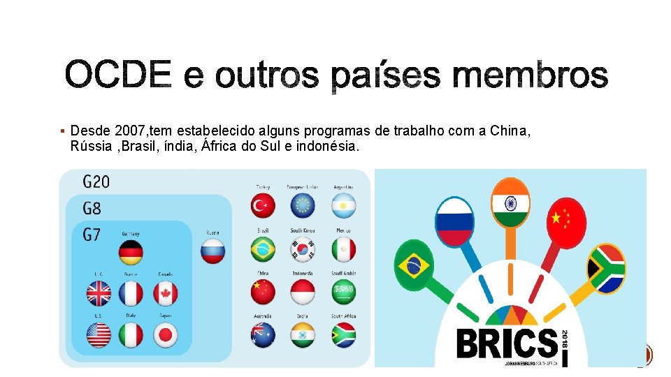 § Desde 2007, tem estabelecido alguns programas de trabalho com a China, Rússia ,