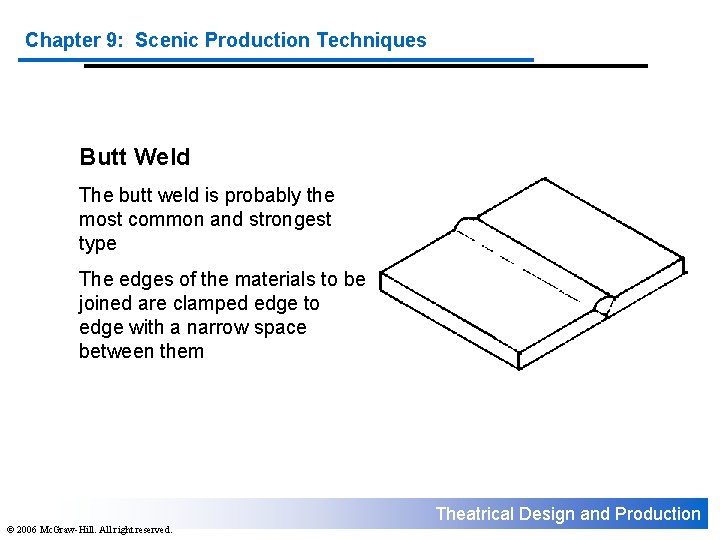 Chapter 9: Scenic Production Techniques Butt Weld The butt weld is probably the most