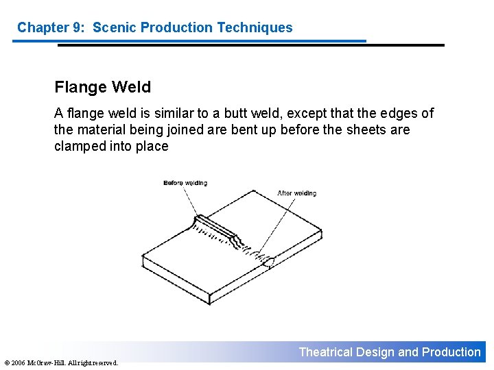Chapter 9: Scenic Production Techniques Flange Weld A flange weld is similar to a