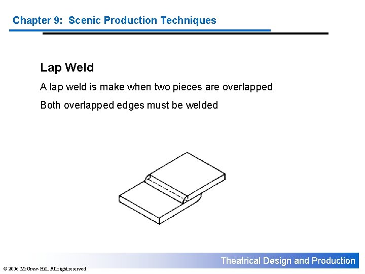 Chapter 9: Scenic Production Techniques Lap Weld A lap weld is make when two