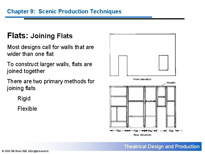 Chapter 9: Scenic Production Techniques Flats: Joining Flats Most designs call for walls that
