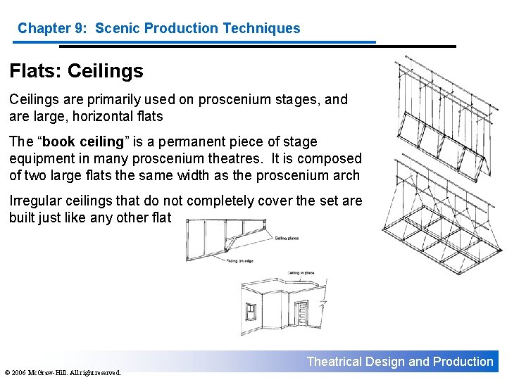 Chapter 9: Scenic Production Techniques Flats: Ceilings are primarily used on proscenium stages, and