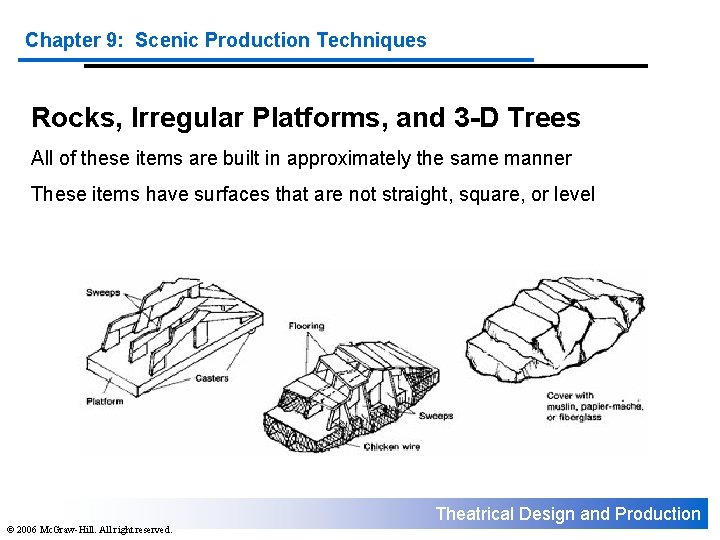 Chapter 9: Scenic Production Techniques Rocks, Irregular Platforms, and 3 -D Trees All of